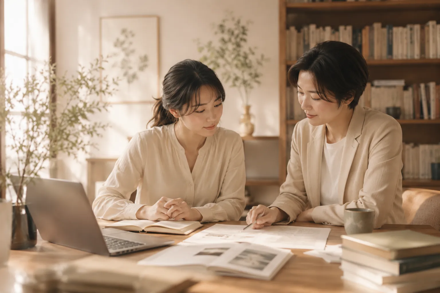 添削を受けながら書く仕事を育てる様子