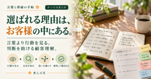 言葉と導線の手帖 テーマのまとめ「選ばれる理由は、お客様の中にある。」