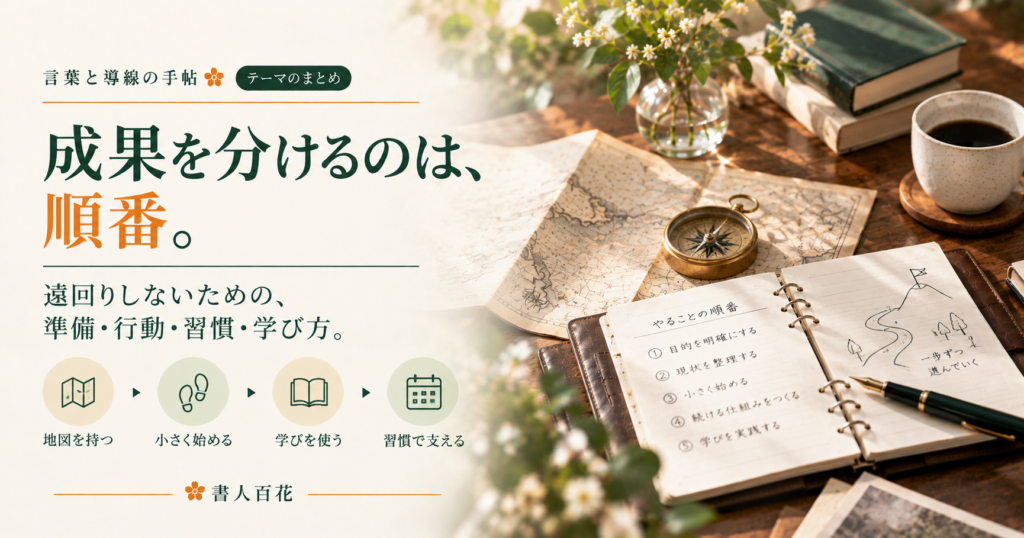 言葉と導線の手帖 テーマのまとめ「成果を分けるのは、順番。」